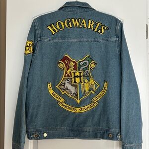 NWOT Harry Potter Hogwarts Embroidered Denim Jacket by Cakeworthy - L
